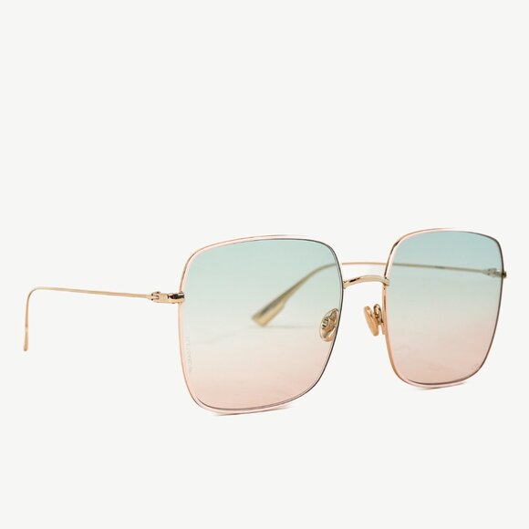 Christian Dior Stellaire 1 Pink & Gold-Tone Square Sunglasses - Picture 1 of 12